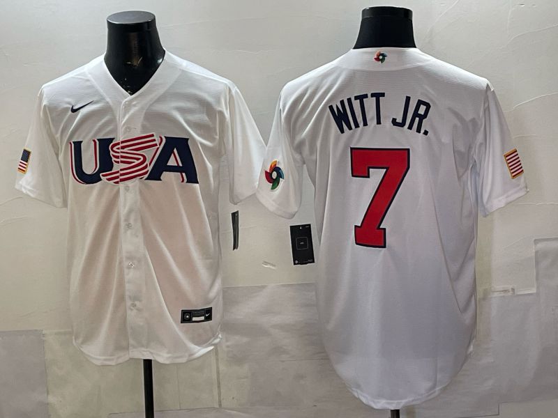 Men 2026 World Cub USA #7 Witt jr white Nike MLB Jersey style 03